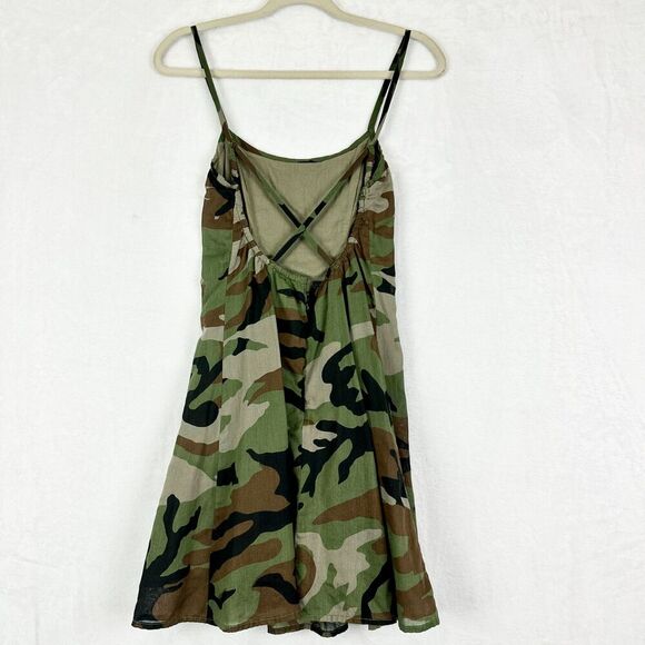 Denim Supply Ralph Lauren Open Back Camo Mini Slip Dress Size 4 Cotton - Picture 3 of 8